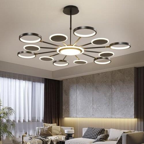 Led circle chandelier Lamp for dining room Bedroom living room LED Chandelier with remote control home Black Gold chandelier