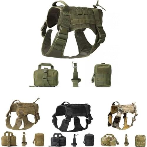 Tactical Service Dog Vest Modular Working Military Hunting K9 Harness With Pouches Bag Water Bottle Carrier Bag Set Accessories