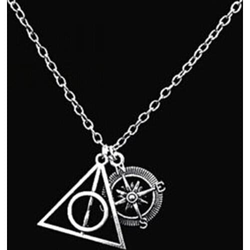 Triangle Death mark-Charms Pendant Fashion Vintage Death mark compass Statement Sweater Chain Necklace Pendant jewelry