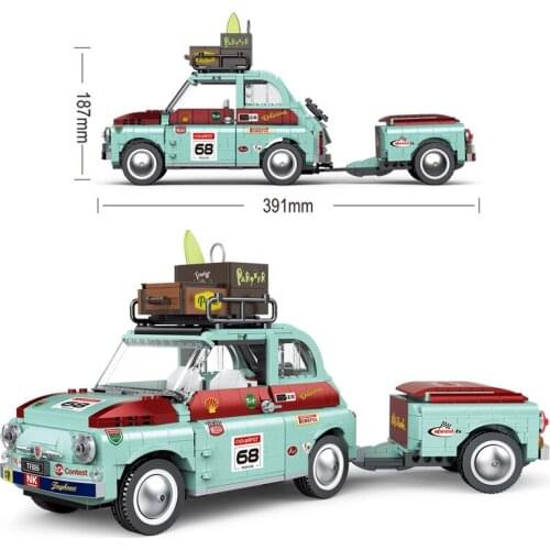 IN STOCK Trailer Fiat 500 Model MOC Vacation Station Wago Creator Expert Compatible with 10271 Building Blocks Bricks Toys Gifts
