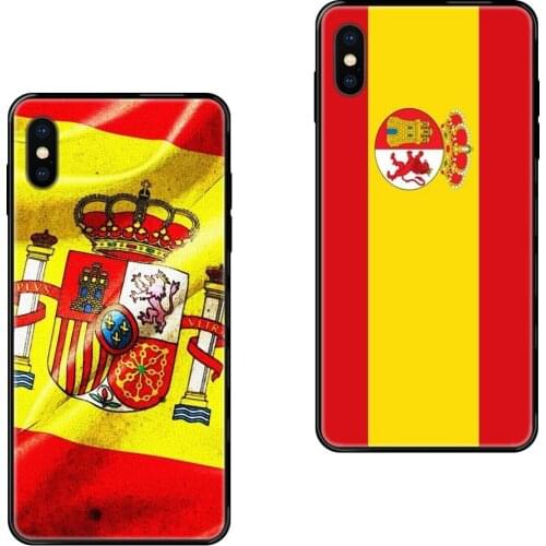Bright Spain Flag National Emblem For iPhone 11 12 Pro 5 5S SE 5C 6 6S 7 8 X XR XS Plus Max Stores Black Soft TPU Case Coque