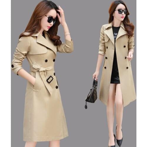 Trench Coat Female Spring Womens 2020 New Double-breasted Pocket Temperament Fashion Autumn Large Size Windbreaker Ladies Z963