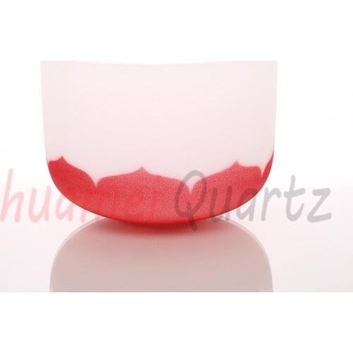 11 inch color lotus with chakra logo frosted quartz crystal singing bowl