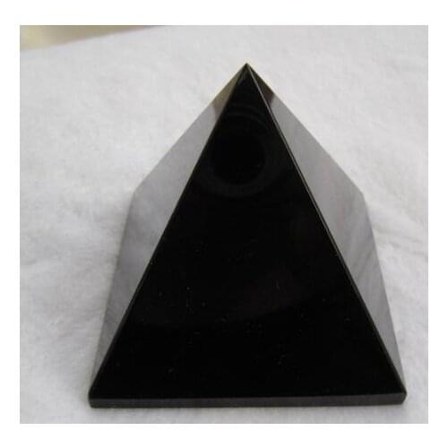 160g 60*60mm AAA+ Natural Rock Black Obsidian Quartz Crystal Pyramid Reiki Healing Home Decoration Fengshui