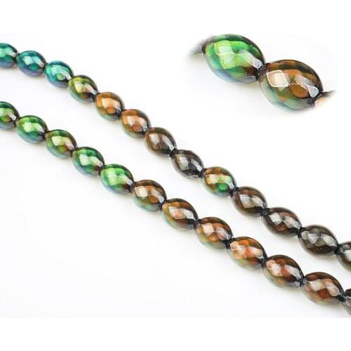 2 Pcs 5~9mm Natural Stone Black Hematite Gradient Color Oval-shape Section Loose Beads Jewelry Making DIY Necklace Bracelet