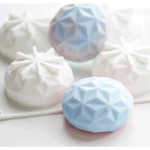 3 D 6 Cavities Ten-sided Diamond Mold DIY Handmade Soap Silicone Mold Baking Mousse Mold Soap Making Supplies Cake Decor