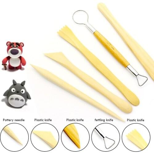 5PC CPottery Carving Set Art Craft Clay Sculpting Tools Sculpture Polymer Shapers Ceramic Making Modeling Clay Tool