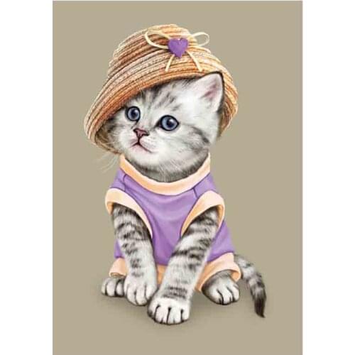 Kexinzu 5D DIY Full Square Round Diamond Painting Cross Stitch Animal Hat Cat 3D Diamond Embroidery Mosaic Work Hobby Gift