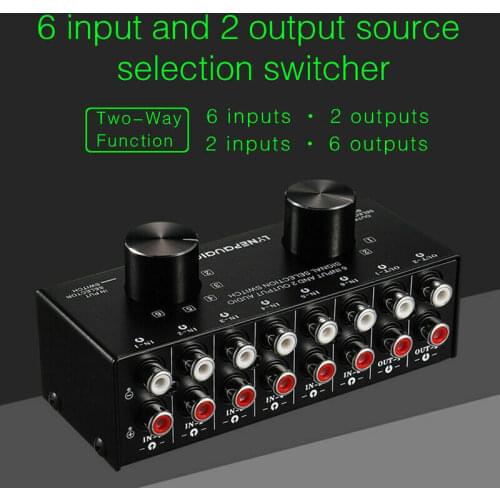 6 Input 2 Output / 2 Input 6 Output Lossless Stereo Audio Signal Source Selection Switcher RCA