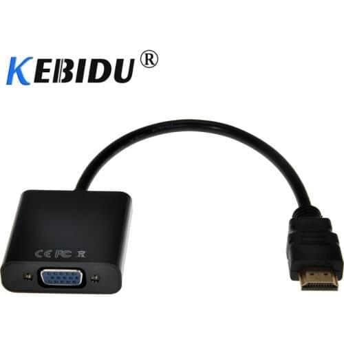 Kebidu HDMI-compatible to VGA Adapter Male To Famale Converter Adapter 1080P Digital to Analog Video Audio For PC Laptop Tablet