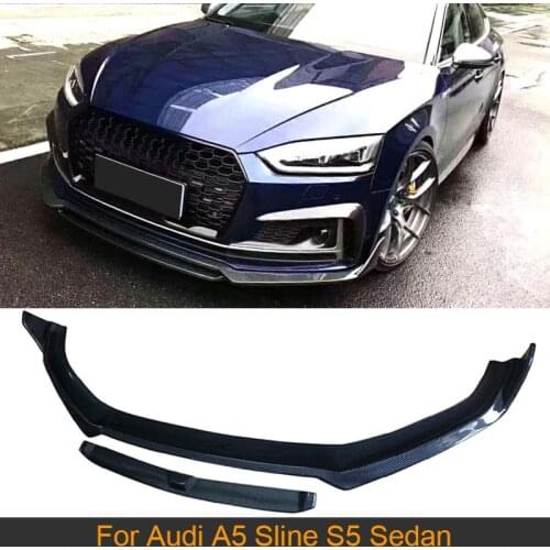 For A5 Sline S5 Car Front Bumper Lip Splitter Diffuser For Audi A5 Sline S5 Sedan 2017 - 2019 Carbon Fiber Lip Spoiler