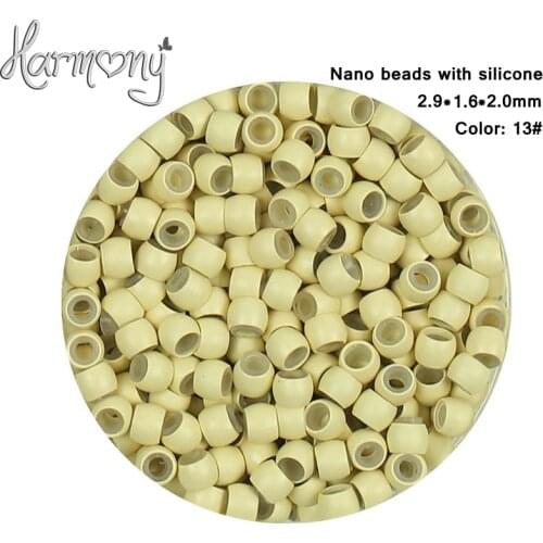 Free shipping!! 1000 pcs 13# blonde silicone nano beads Copper Nano Rings with Silicone lined
