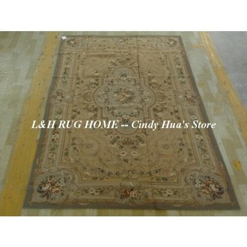 Free shipping 10K 5'x8' needlepoint woolen rugs with flowers design handmade rugs