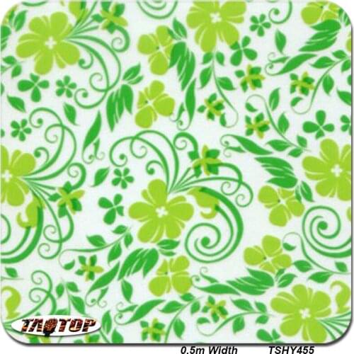 ITAATOP Free Shipping 50cm*10M TSY455 New Yellow Green Flower Pattern Hydrographic Films Water Transfer Printing Film