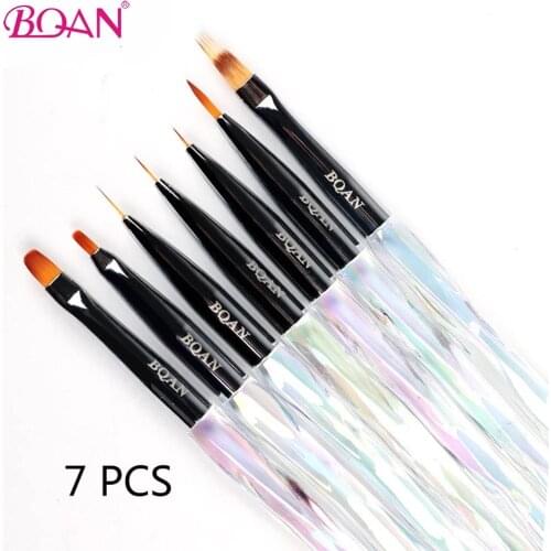 BQAN 7 Pcs Nail Brush Transparent Diamond Gradient Nail Art Brush Line Painting Brushes Crystal Acrylic Thin Liner Drawing Brush