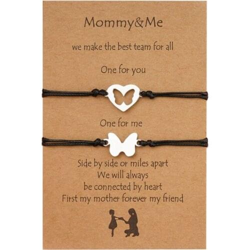 Sister Card Matching Bracelet for friendship Long Distance Bracelets Creative Stainless Steel Heart-shaped Bracelet B03B