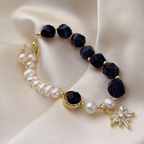 Charm Bracelet for Women Blue Sand Stone Pearl Zircon Women Bracelet Fashion Jewelry Accessories Wholesale