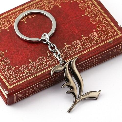 10pcs/lot Death Note Keychain Cartoon Fashion Jewelry Pendant Cosplay Accessories letter Pendant alloy key chain