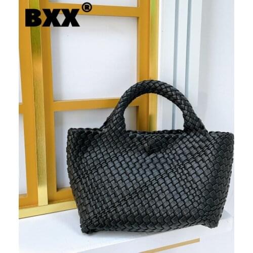 [BXX] Women New Simple Vintage Weave Solid Color Handbag PU Leather All-match Crossbody Shoulder Bag Fashion tide 2021 GF0182
