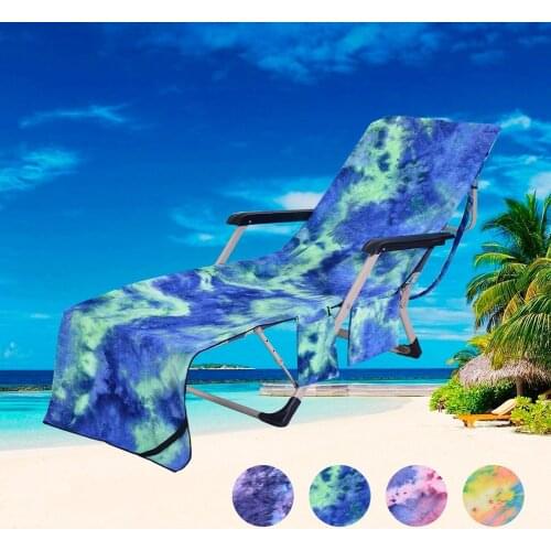 Quick Drying Beach Towel Chair Cover Microfiber Chaise Lounge Towel Cover With Side Pockets For Pool Sun Lounger Hotel Garden