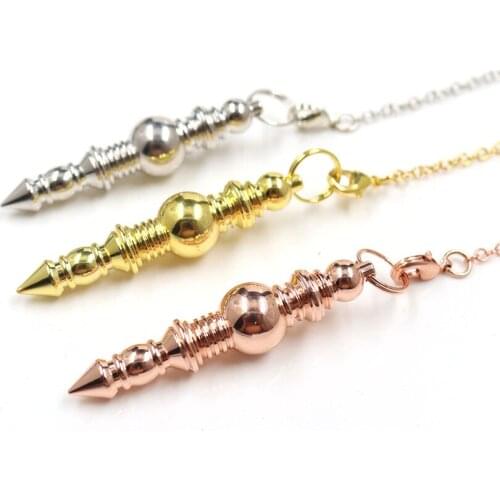 Many Colors Metal Geometric Shape Pendant Link Chain Pendulum for Dowsing for Gift Jewelry
