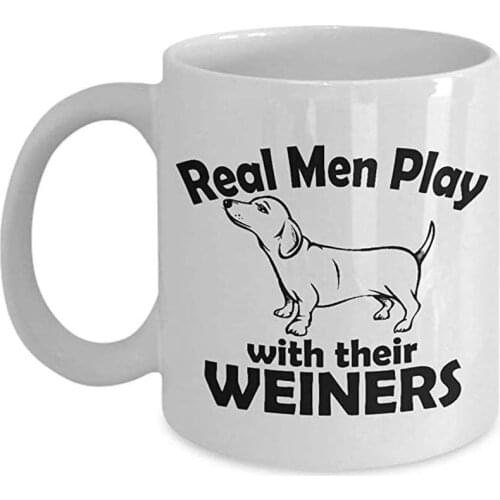 Dachshund Weiner Dog Funny Coffee Mug Dog Lover Ceramic Cup 11oz White