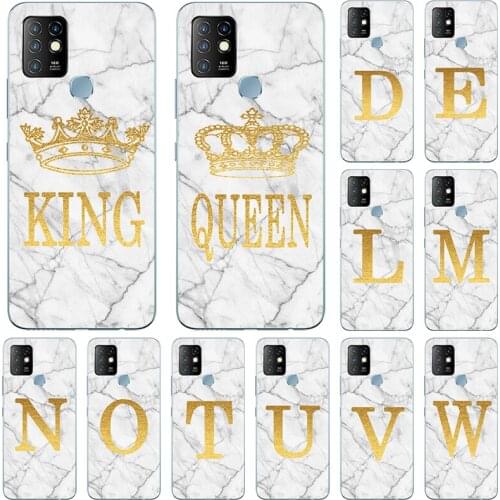 Phone Case for Infinix Hot 10 9 8 Pro Lite Play Zero 8 8i Marble Golden English Letter Fashion Name Back Cover Shell Fundas