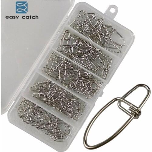 Easy Catch 155pcs/set Fishing Insurance Snaps Pin Connector Stainless Steel Fishing Hook Snap Clips Connector Set With Box