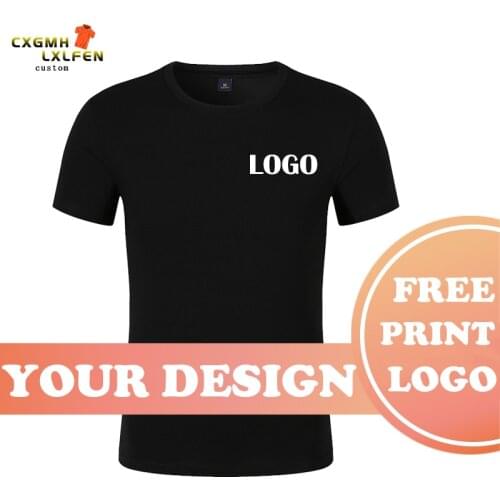 T-shirt mens top multi-color custom logo short-sleeved high-end skin-friendly cotton round neck printing DIY brand text