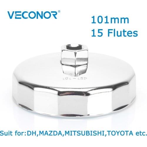 Veconor 1/2" Square Dr.Steel 101mm Oil Filter Wrench Cap Housing Tool Remover 15 Flutes Universal For DH MAZDA MITSUBISHI TOYOTA