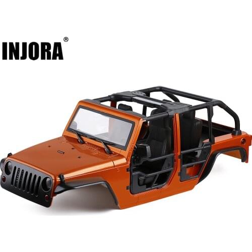 INJORA Unassembled Kit 313mm 12.3" Wheelbase Tube Doors Hard Body Car Shell for 1/10 RC Crawler Axial SCX10 90046 Jeep Wrangler