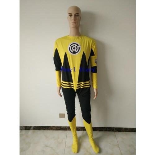 Spandex Suit Costumes & Cosplay yellow Suit Fancy Dress Super Hero Bodysuit without hands and hood