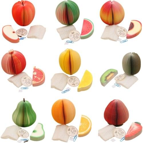 Mini Fruit-shaped Notes Fruit Vegetable Memo Pads Stickers Paper w/ Paper Clip PE Cover Scrapbooking Notepad Diary Tool