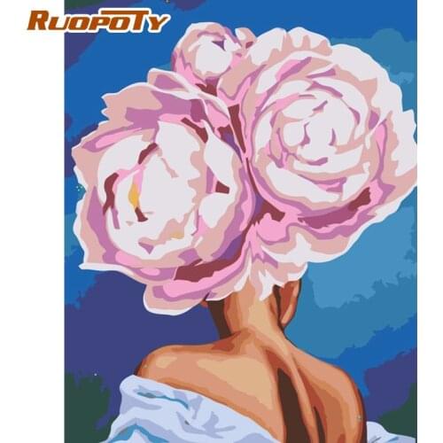 RUOPOTY Frameless Picture By Numbers Kits For Adults Unique Gift Handmade Flower Woman Figure Painting By Number Wall Artcraft