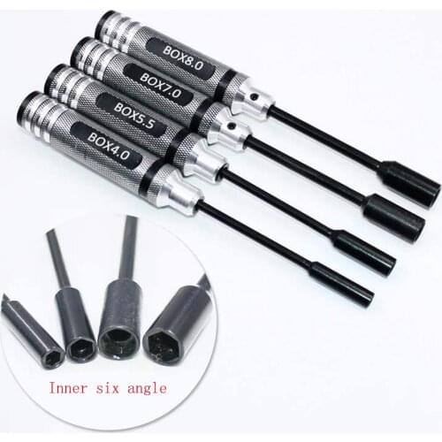 4PCS RC Repair Tools Kit Hex Nut Screw Driver Set 4.0/5.5/7.0/8.0mm for RC Car Helicopter Quadcopter FPV Drone Fixed-Wing Socket