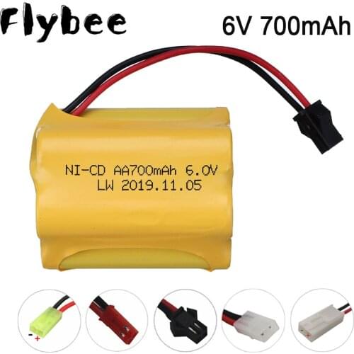 6v 700mah NiCD Battery For Rc Toys Cars rc Tanks rc Truck Robots Guns Boats AA Ni-CD 6v Rechargeable Battery SM/JST/Tamiya plug