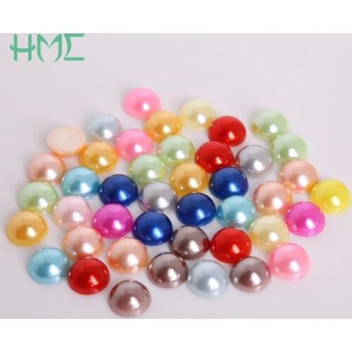 New arrival Dia. 1.5/2/.5/3mm White-Ivory-Mix Color Flatback Half Round Plastic ABS Imitation Pearl Beads For DIY Jewelry Craft