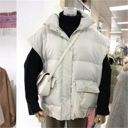 New Arrivals Thick Cotton Vest Women Winter Casual Stand Collar Sleeveless Lady Fashion Warm Cotton-Padded Waistcoat Tops 2020