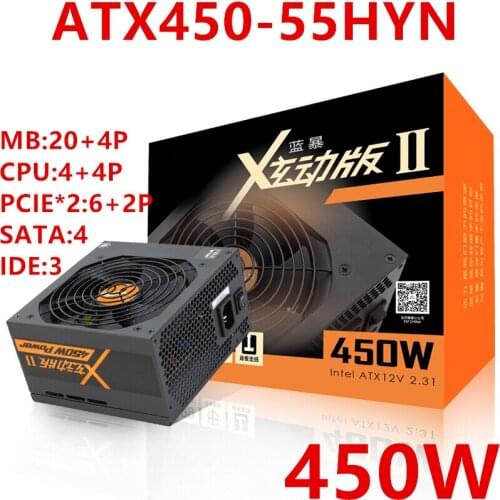 New PSU For FSP Dazzle Edition II ATX EPS 12V Silent Game Host Power Supply Supporting 1060 GPU 450W Power Supply ATX450-55HYN