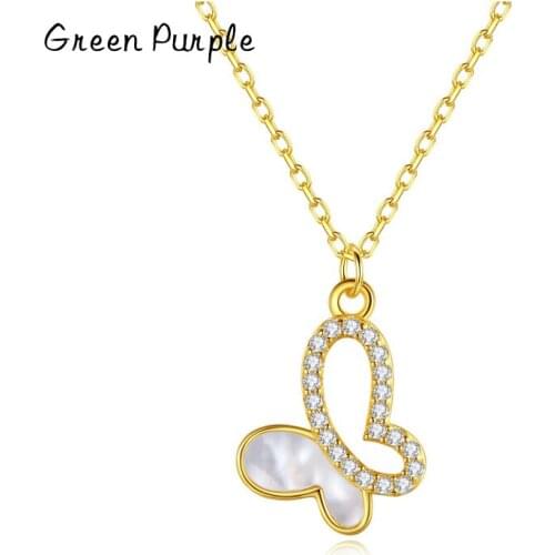Real 925 Sterling Silver Fritillary Necklace Butterfly Zircon Pendant Necklace 45cm Chain Jewelry For Women Fine Jewelry CN-833