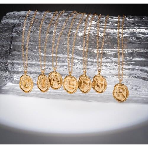 Letter necklace Gold 26 Letters Charm Necklaces Pendants Copper CZ Jewelry Stainless Steel A-Z Alphabet For Women Gift