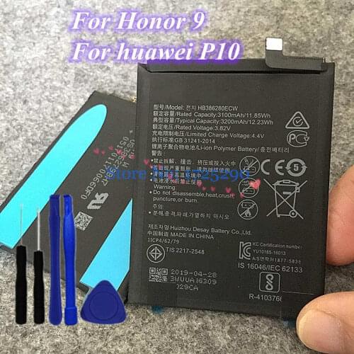 P10 HB386280ECW 3200mAh p10 Battery with glue sticker For Huawei P10 Honor 9 STF-L09 STF-AL10