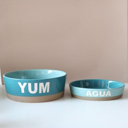 Underglaze Color Relief English Delicious Universal Blue Pet Bowl/Dog Food Bowl