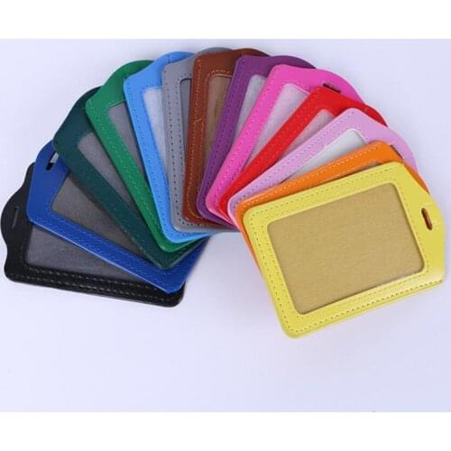 Luxury quality 616 PU Leather material card sleeve sets ID Badge Case Clear Bank Credit Card Badge Holder School student office