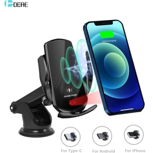 Automatic Clamping 15W Fast Qi Wireless Car Charger For iPhone 12 11 XS XR X 8 Samsung S21 20 Xiaomi Mi 11 Mobile Phone Charger