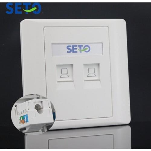 SeTo 86 Type Double Ports Network Lan Gigabit RJ45 Cat6 Wall Plate Socket Keystone Faceplate