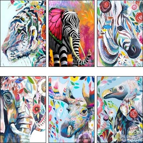 Elephant Diy Diamond Painting Kits Needlework 5D Full Square Diamond Cross Stitch Mosaic Embroidery Colorful Animal Painting
