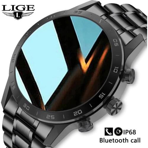 LIGE 2021 Full Touch Screen Smart Watch Men Heart Rate Monitor Fitness Tracker ECG+PPG Watches Bluetooth Call Smartwatch For IOS