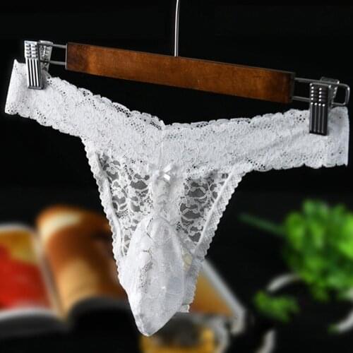 Men Lace Thong Mens Transarent Brief Sexy Underwear Tanga Hombre Penis Pouch Panties G-String Man Erotic Lingerie Underpants