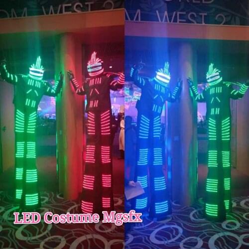 LED Robot Suit with Stilts Walker LED dance COSTUMES for Party nightclub stage performance